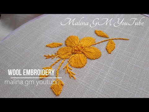 Yellow Flower of Wool | Hand Embroidery | very Simple Stitches