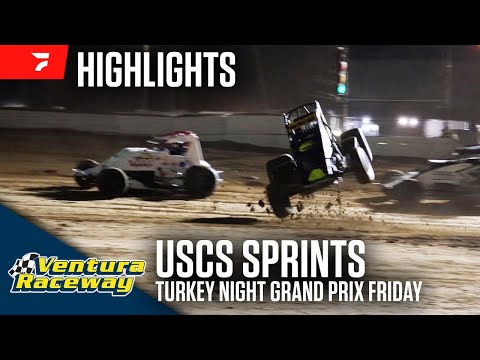 Turkey Night GP Opener | USCS Non-Wing Sprints at Ventura Raceway 11/29/24 | Highlights - dirt track racing video image