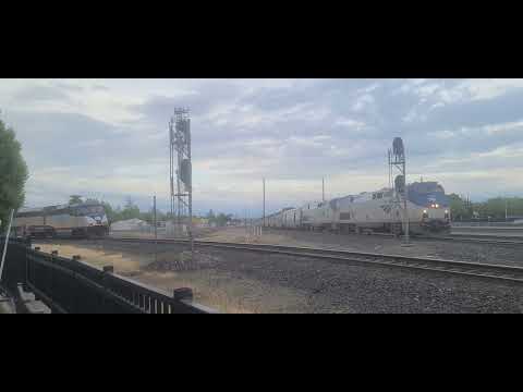 Amtrak 54 leads AMTK 5 meeting Amtrak Capital Corridor 2005 in Roseville, CA