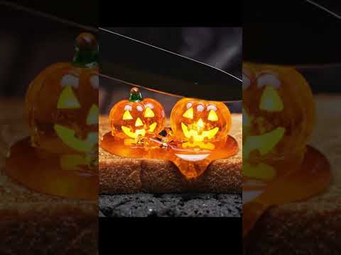 Miniature Halloween Pumpkins Spread on Toast | #ASMR #HalloweenFood#halloween
