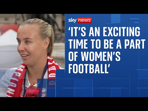 Beth Mead speaks to Sky News at the Buckingham Palace Euros parade