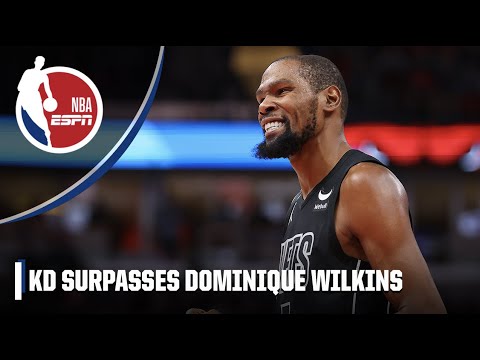 Kevin Durant surpasses Dominique Wilkins for 14th all-time in NBA scoring 🤯 | NBA on ESPN