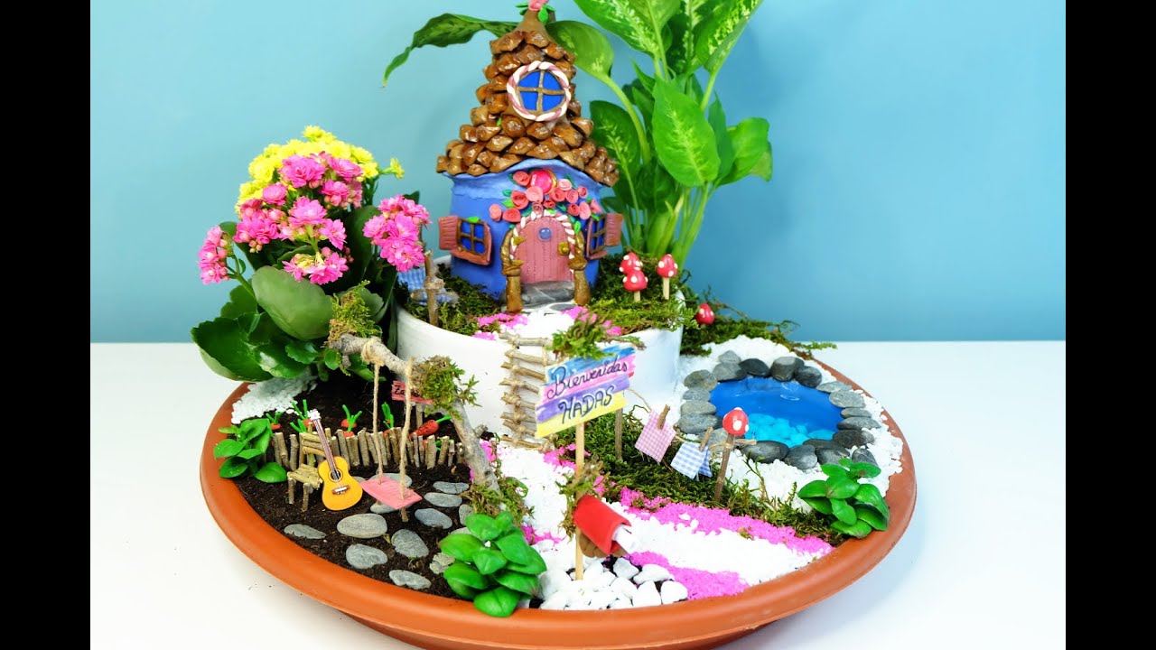 How to make a Fairies Garden cute miniature DIY fairy house with coke