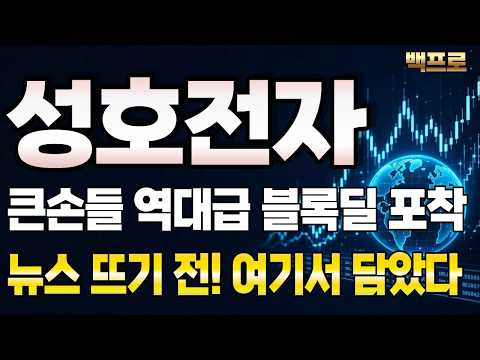 [성호전자 주가전망] 🚨큰손들 역대급 블록딜 포착! 뉴스 뜨기 전에 확인 필수입니다.