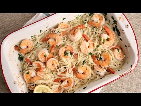 10 Minute Oven Roasted Shrimp Scampi Recipe - Laura Vitale - Laura in the Kitchen Episode 1005 - UCNbngWUqL2eqRw12yAwcICg