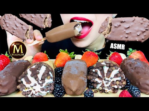 ASMR MAGNUM ICE CREAM + ICE CREAM CONE 누텔라 크레이프 롤 | LaniEats ASMR