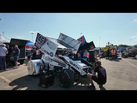 Take a walk through the pit area on Night 1 of the Knoxville Nationals at Knoxville Raceway - dirt track racing video image