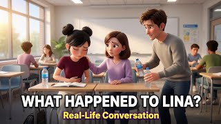 Thumbnail for the video "What Happened to Lina? 😟 | Real-Life English Conversation | A1–A2 English Learners" from Beginner English Zone