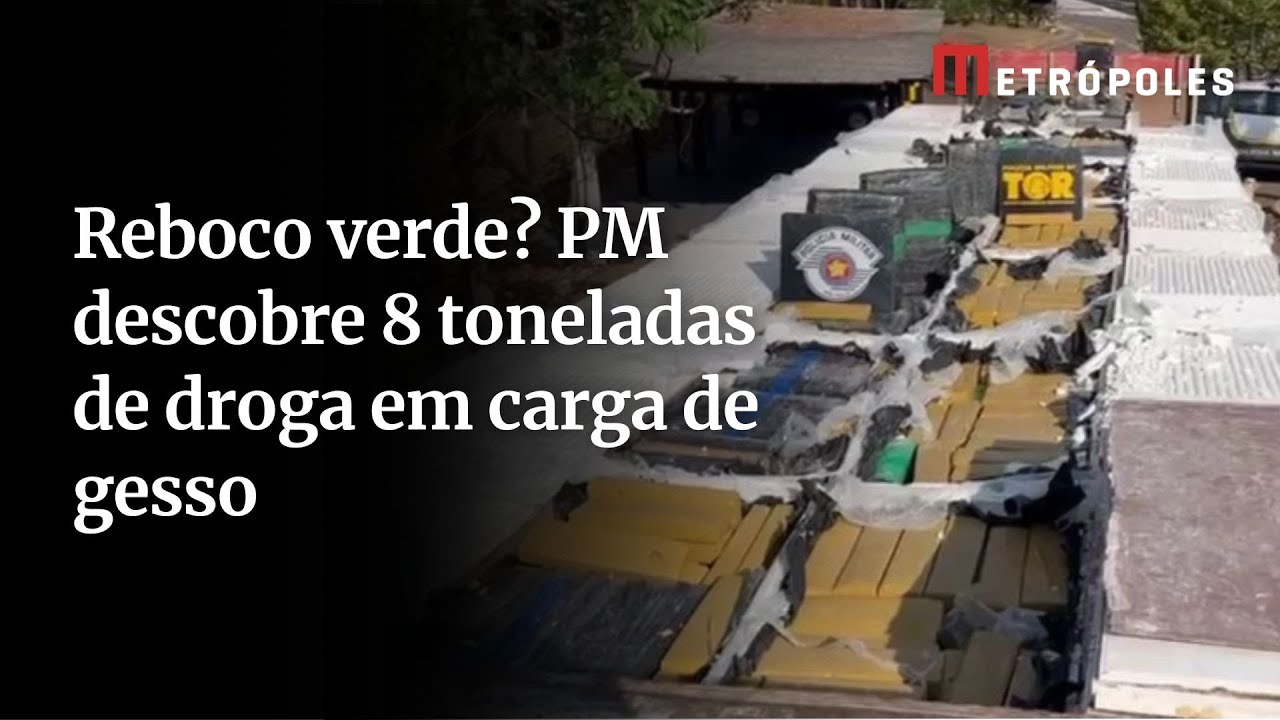 Reboco verde PM descobre 8 toneladas de droga em carga de gesso