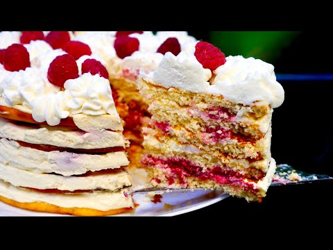 Торт Молочная Девочка с Малиной —  🍰  Легко и Вкусно!
