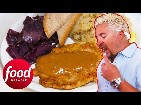 "That's The Way To Do It!" Guy Learns How To Make German Schnitzel | Diners Drive-Ins & Dives