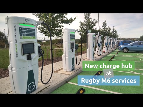 The future of motorway charging. The new charging hub at the Rugby M6 services.