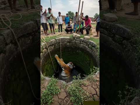 Tiger Falls Into Village Well — Brave Villagers Attempt Daring Rescue!
