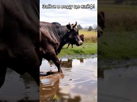 Корова кайфує у воді від спеки! #корова #тварини #animals #cow #wildlife #бик #бики #корови #bull