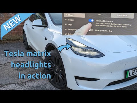 Tesla's new adaptive high beams software - Matrix LED headlights now work!
