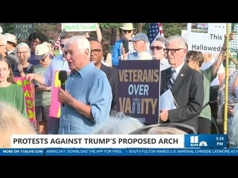Protesters rally against Trump's proposed triumphal <strong>arch</strong>