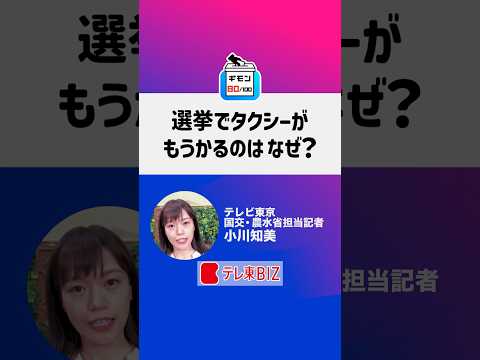 経済金融の動画サムネイル - 選挙でタクシーがもうかるのはなぜ？【選挙のギモン８０】#shorts #いま知りたい１００のギモン #参院選 #政治 #選挙 #参議院選挙