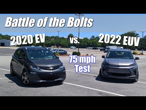 Chevy Bolt EUV vs 2020 Bolt EV: Efficiency & Range Comparison at 75mph w/ @PCs and EVs