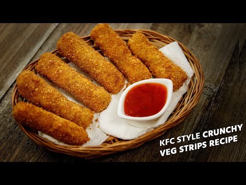 KFC Veg Strips - Crunchy Vegetable Snack Nuggets Recipe Cafe Style CookingShooking