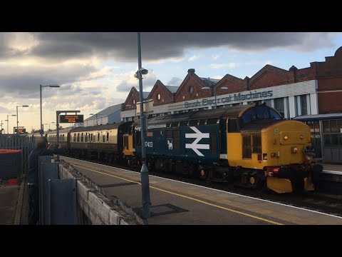 37403 thrashes through working the 1Z28 Skegness to Birmingham New St