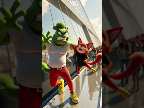 Mother Cat Faces Threat From Blue Dog On Glass Bridge!😿🐶 #cat #cute #imageai #storycat