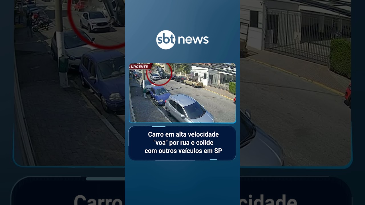 Flagra carro em alta velocidade voa por rua e colide com outros veículos em SP