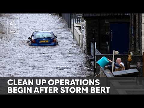 Storm Bert: clean up begins as towns submerged in flood waters