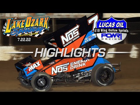 7.22.22 Lucas Oil POWRi 410 Wing Outlaw Sprint League Highlights | Lake Ozark Speedway - dirt track racing video image