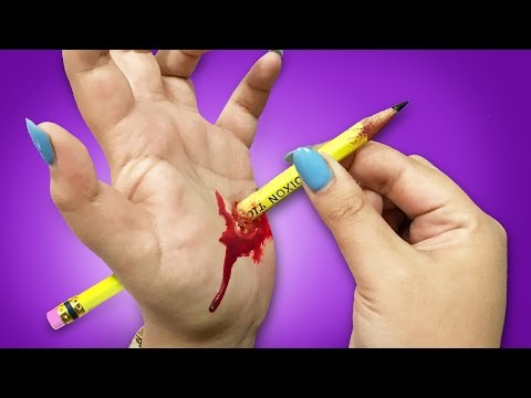 I STABBED MYSELF WITH A PENCIL!!! - EASY Halloween Makeup - UC6gqv2Naj9JiowZgHfPstmg