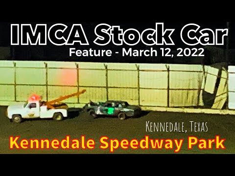 IMCA Stock Car Feature - Kennedale Speedway Park - March 12, 2022 - Kennedale, Texas, USA - dirt track racing video image