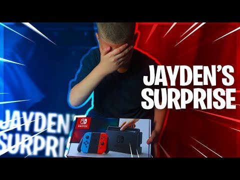 surprising jayden with a nintendo switch he cried he can play fortnite now family vlog - fortnite oracle axe