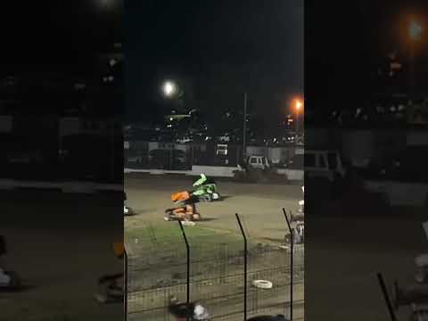 Bad Break of the Night! IRA Lightning Sprints car has brake issue, slams into grader. #racing - dirt track racing video image