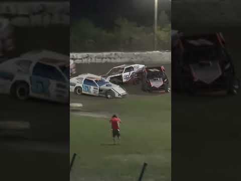 Modified action from Wilmot raceway. #racing #speedwayracing #race #autoracing #modified #crash - dirt track racing video image