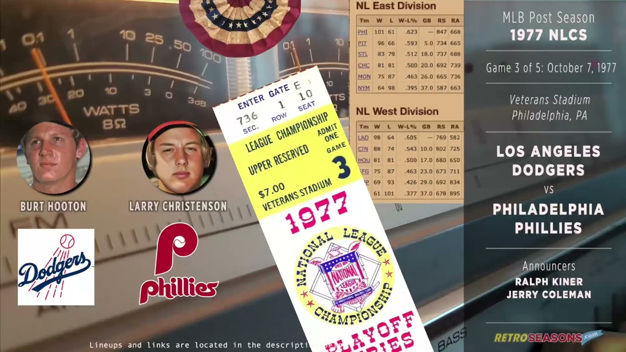 1977 NLCS G3 - Los Angeles Dodgers vs Philadelphia Phillies - Radio video clip