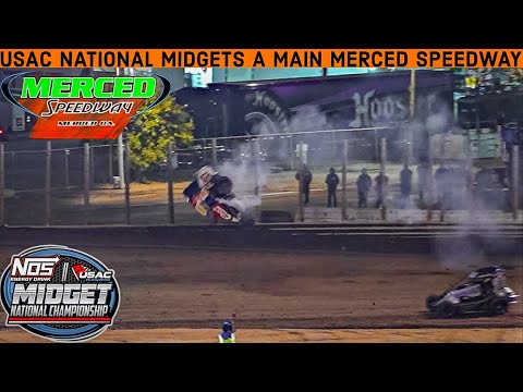 USAC Nationals Midgets A Main (30 Laps) Night 1 Merced Speedway Nov. 21st 2023 - dirt track racing video image