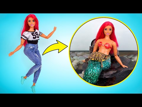 Barbie Doll Makeover! DIY Mermaid Tail Using Hot Glue  - UCw5VDXH8up3pKUppIvcstNQ