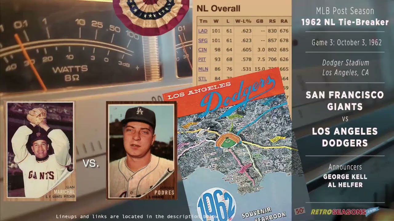 1962 NL Tie-breaker G3 - San Francisco Giants vs Los Angeles Dodgers  Radio video clip