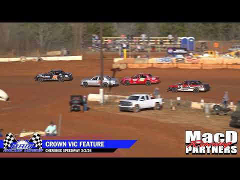 Crown Vic Feature - Cherokee Speedway 3/2/24 - dirt track racing video image