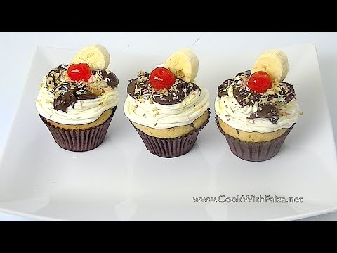 BANANA SPLIT CUPCAKES *COOK WITH FAIZA* - UCR9WXUxcp0bR9OWi5ersIHw