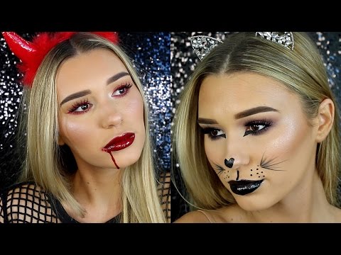 2 LAST MINUTE HALLOWEEN MAKEUP TUTORIALS | Sexy Devil & Cute Cat! - UCPG6A5tNaPfv2SRNW2beq5Q