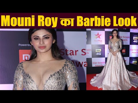 WATCH #Bollywood | Mouni Roy BOLD look in PLUNGING Neckline Shimmery Gown at Star Screen Awards 2018 #India #Celebrity