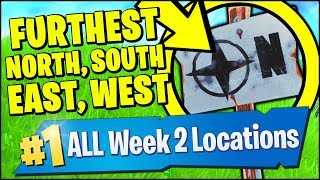 visit the furthest north south east and west points of the island fortnite season 8 week - furthest north south east and west points on fortnite map