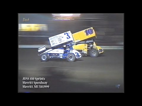 AVSS 410 Sprints - Merritt Speedway Merritt, MI July 10, 1999 - dirt track racing video image