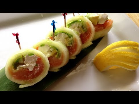 sushi cucumber wrap philadelphia roll [no rice no seaweet]recipe - UCKkinZz8CfbX-Hr6zcXOO7Q