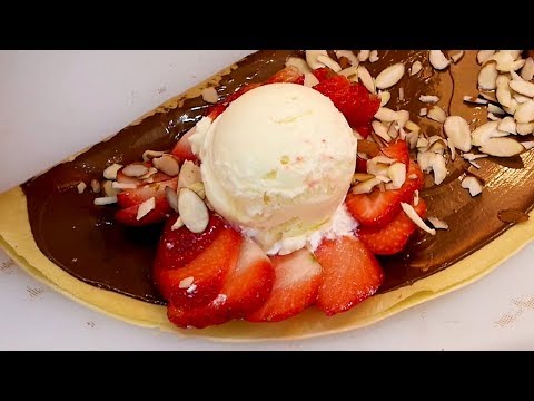 Strawberry ice cream Crepe - Korean street food
