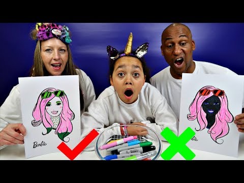 3 MARKER CHALLENGE With Barbie - MUM VS DAD Edition - UC6sSkkemzPjmrzS0Y0V_2zw