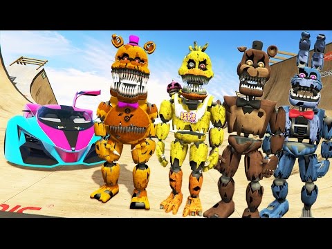 NIGHTMARE ANIMATRONICS STUNT ON WORLD'S BIGGEST RAMP EVER! (GTA 5 Mods FNAF Funny Moments) - UCdZoVLv1XHLLLJTSNcifuDQ