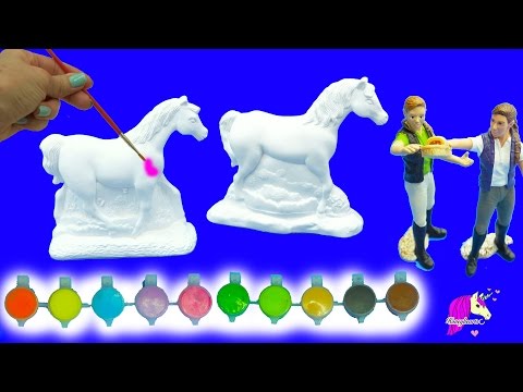 Painting Plaster Rainbow Fantasy + Appaloosa Horses For 2 Schleich Girls - Craft DIY Video - UCIX3yM9t4sCewZS9XsqJb9Q