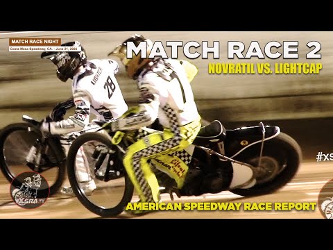 Novratil vs. Lightcap FACE OFF in Match Race 2 at Costa Mesa Speedway - dirt track racing video image
