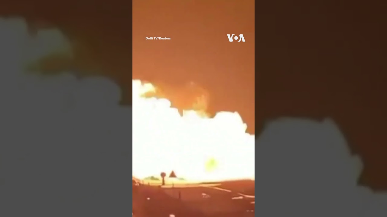 Flames Light Up Sky After Gas Pipeline Explosion in Lithuania #shorts | VOA News